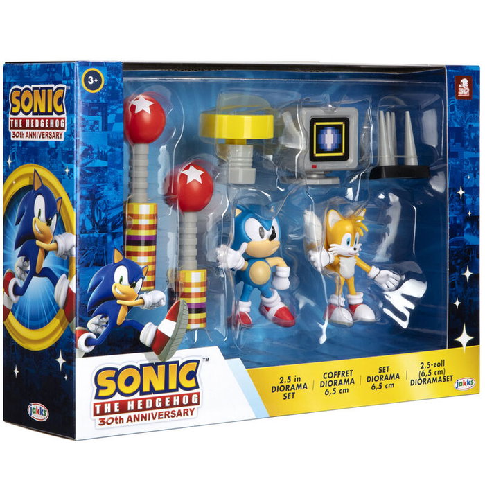JAKKS PACIFIC Diorama Blister avec Figurines de Sonic The Hedgehog - Ensemble de 6 cm pour Rejouer les Batailles du Jeu Vidéo