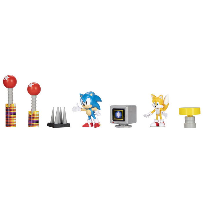 JAKKS PACIFIC Diorama Blister avec Figurines de Sonic The Hedgehog - Ensemble de 6 cm pour Rejouer les Batailles du Jeu Vidéo