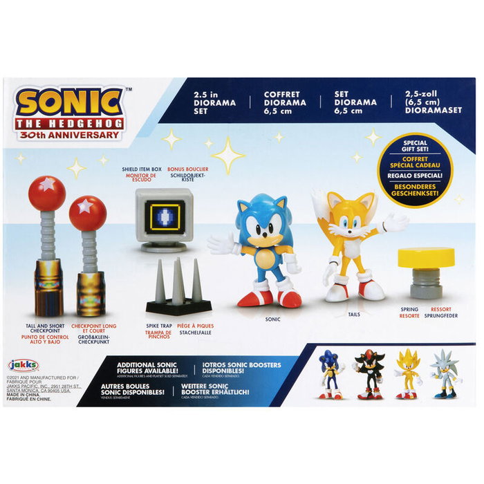 JAKKS PACIFIC Diorama Blister avec Figurines de Sonic The Hedgehog - Ensemble de 6 cm pour Rejouer les Batailles du Jeu Vidéo