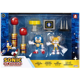 JAKKS PACIFIC Diorama Blister avec Figurines de Sonic The Hedgehog - Ensemble de 6 cm pour Rejouer les Batailles du Jeu Vidéo