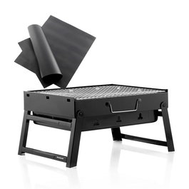 Pack 2 tapis pour four ou barbecue et barbecue pliable portable pour charbon InnovaGoods