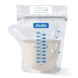 Dodie Sachets de Conservation pour Lait Maternel, Lot de 20 Sachets Pré-Stérilisés avec Fermeture Zip Anti-Fuites, 270 ml