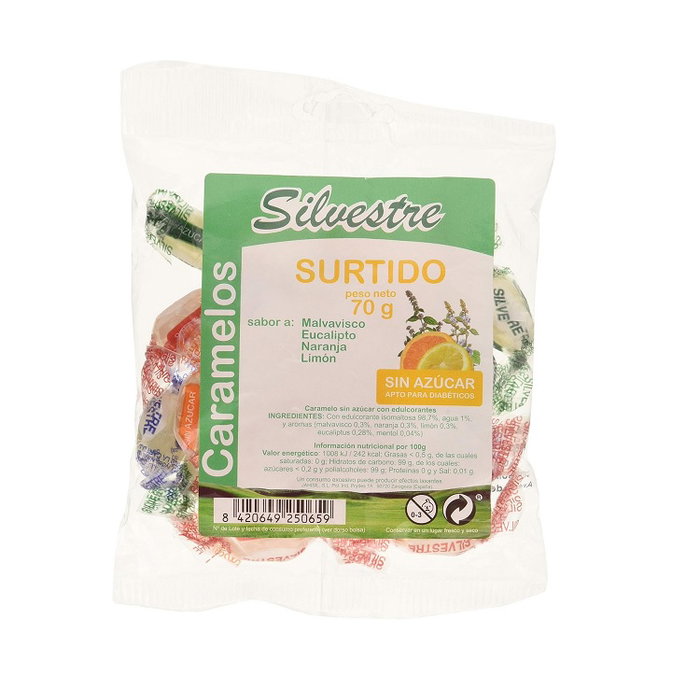 SILVESTRE Caramelos Surtidos sans sucre 70 g SILVESTRE Caramelos Surtidos sans sucre 70 g