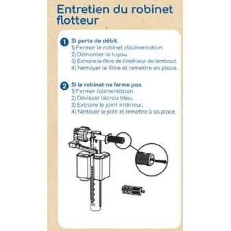 Edouard Rousseau - Kit chasse d'eau à tirette certifié NF - Mécanisme silencieux et anti-siphonage - Réglable pour réservoir WC apparent