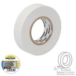 WOLFPACK LINEA PROFESIONAL Ruban Isolant Professionnel Blanc 19 mm x 25 m