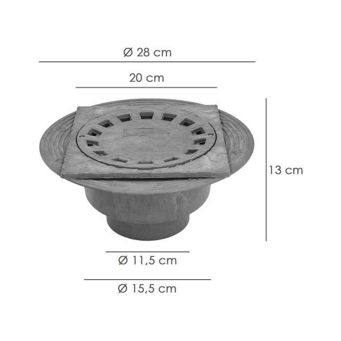 ABRISA Caldereta Sifónica PVC 200x200 / 90-110 mm