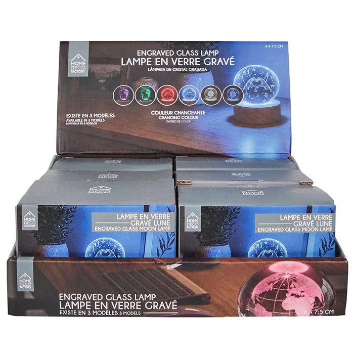 Home Deco Factory Lampe Verre Effet Boule de Cristal