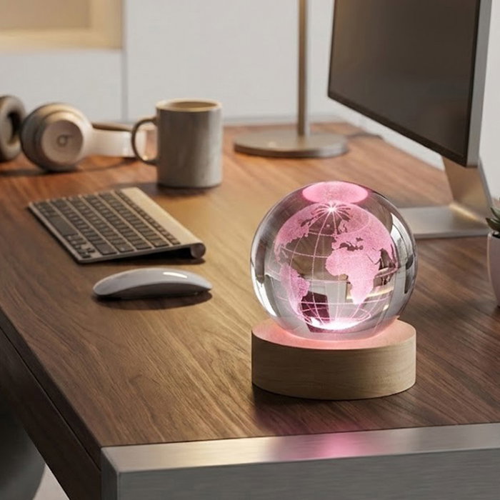 Home Deco Factory Lampe Verre Effet Boule de Cristal