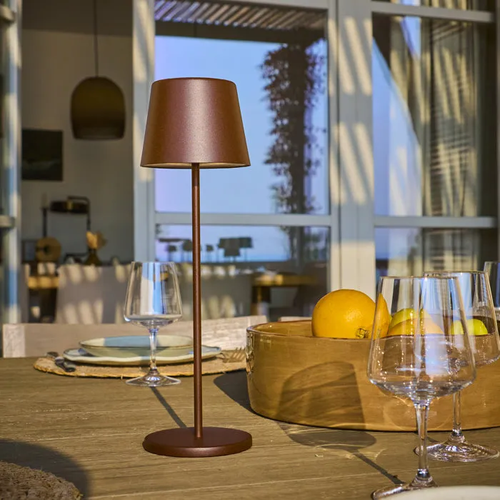 Lumisky - Lampe de table sans fil KELLY VINTAGE - Aluminium marron - LED blanc chaud dimmable - Rechargeable - IP54 - Autonomie 7h - Hauteur 38 cm