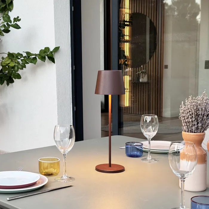 Lumisky - Lampe de table sans fil KELLY VINTAGE - Aluminium marron - LED blanc chaud dimmable - Rechargeable - IP54 - Autonomie 7h - Hauteur 38 cm