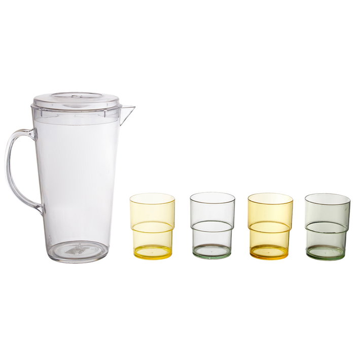 Home Deco Factory Jarra C/4 Vasos Colores BAIN DE SOLEIL