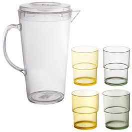 Home Deco Factory Jarra C/4 Vasos Colores BAIN DE SOLEIL