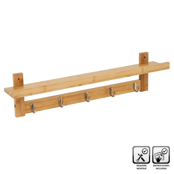 BigBuy Home Étagère Naturel Bambou 74 x 12 x 18 cm