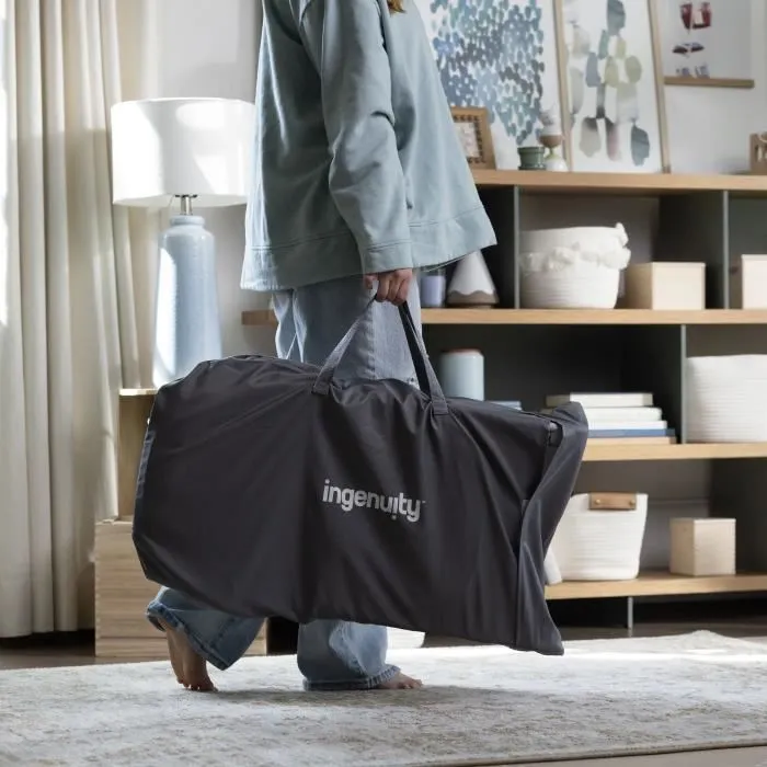 Ingenuity Happy Belly Rock-to-Bounce Massage Seat - Transat à bascule pour bébé avec massage du ventre, Chambray, pliage ultra-compact et sac de rangement Ingenuity Happy Belly Rock-to-Bounce Massage Seat - Transat à bascule pour bébé avec massage du ventre, Chambray, pliage ultra-compact et sac de rangement