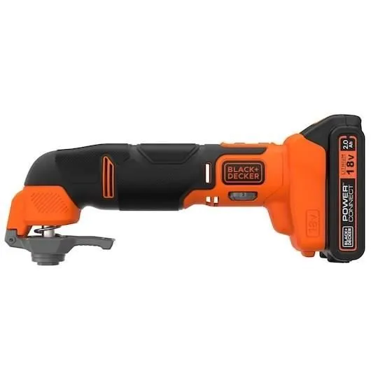 Black + Decker BDCOS18D1K-QW Outil multifonction 18V Lithium avec 20 accessoires, batterie et chargeur