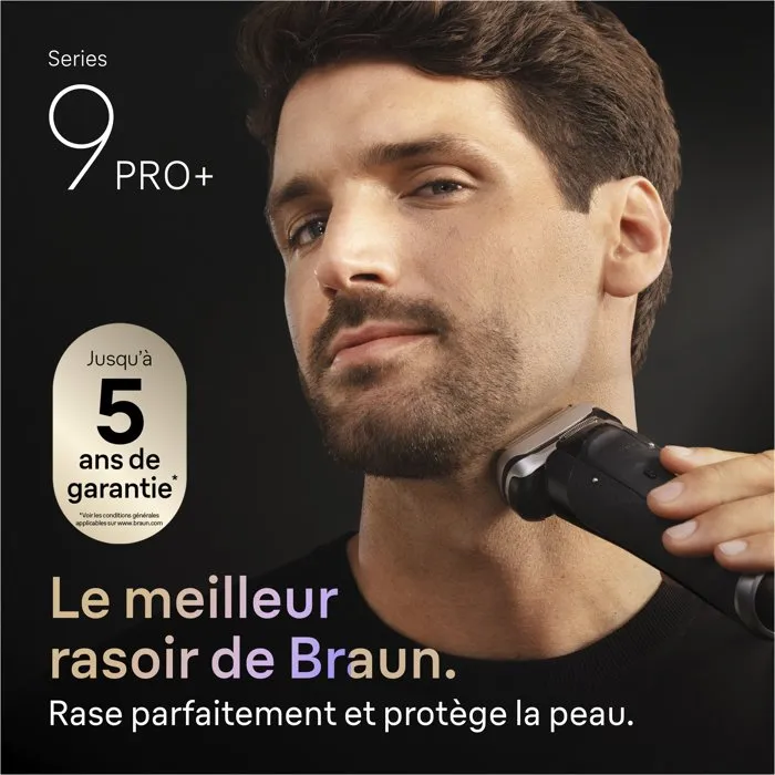 Braun Série 9 Pro+ 9660cc Rasoir Électrique Homme - 60 min Autonomie - Étanche - Noir - Fabriqué en Allemagne