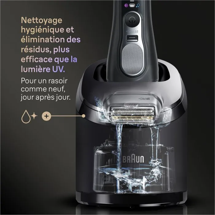 Braun Série 9 Pro+ 9660cc Rasoir Électrique Homme - 60 min Autonomie - Étanche - Noir - Fabriqué en Allemagne