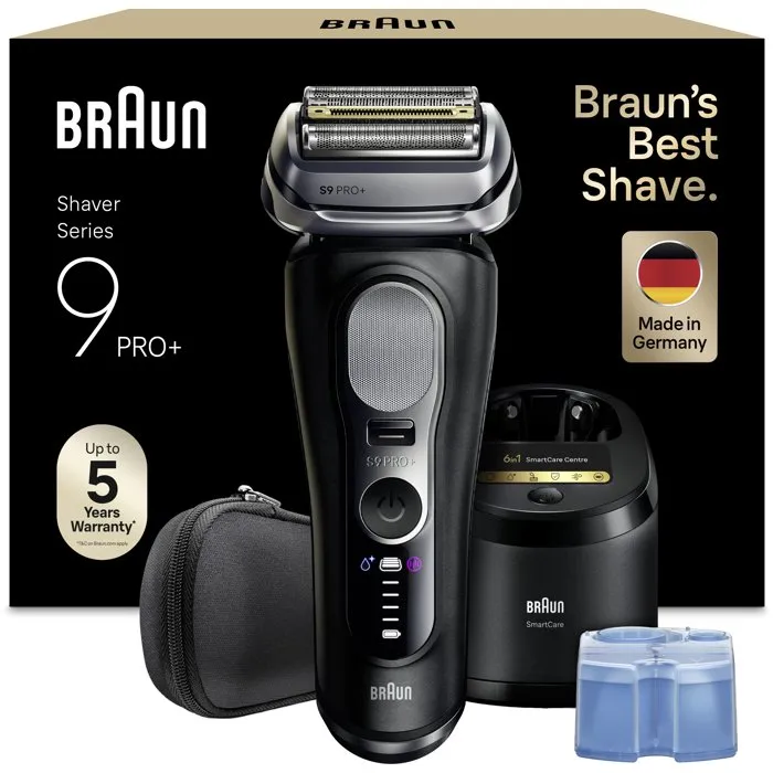 Braun Série 9 Pro+ 9660cc Rasoir Électrique Homme - 60 min Autonomie - Étanche - Noir - Fabriqué en Allemagne