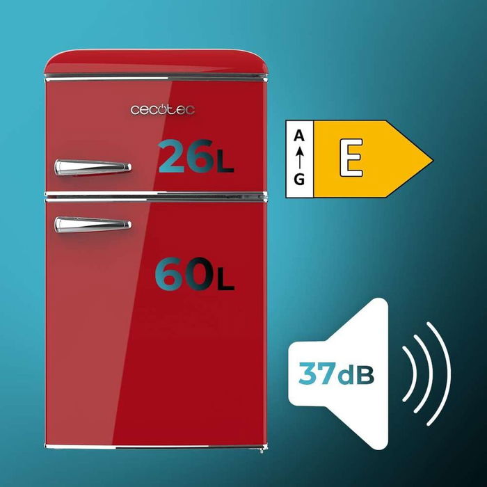 Réfrigérateur combiné Cecotec rouge 86 L Bolero CoolMarket 2D Origin 86 E LED