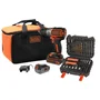 Perceuse à percussion sans fil BLACK+DECKER 18V BL188ME2SA-QW avec 2 batteries (2,5Ah et 4Ah), 50 accessoires et sac de rangement