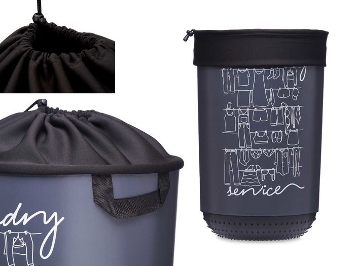 KIPIT Bac de rangement plastique 40L avec fermeture tissu laundry