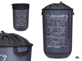 KIPIT Bac de rangement plastique 40L avec fermeture tissu laundry