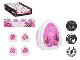 Acorde Coffret 4 Désodorisants Gélifiés Orchidée, 50g Boîte, Dimensions 24x7x4 cm (Set de 12)