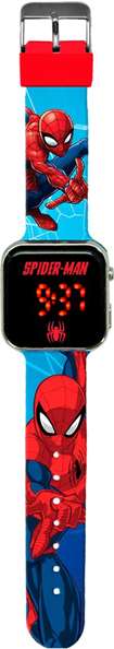 Kids Licensing Montre LED Spiderman Rouge avec affichage digital et lumière Kids Licensing Montre LED Spiderman Rouge avec affichage digital et lumière