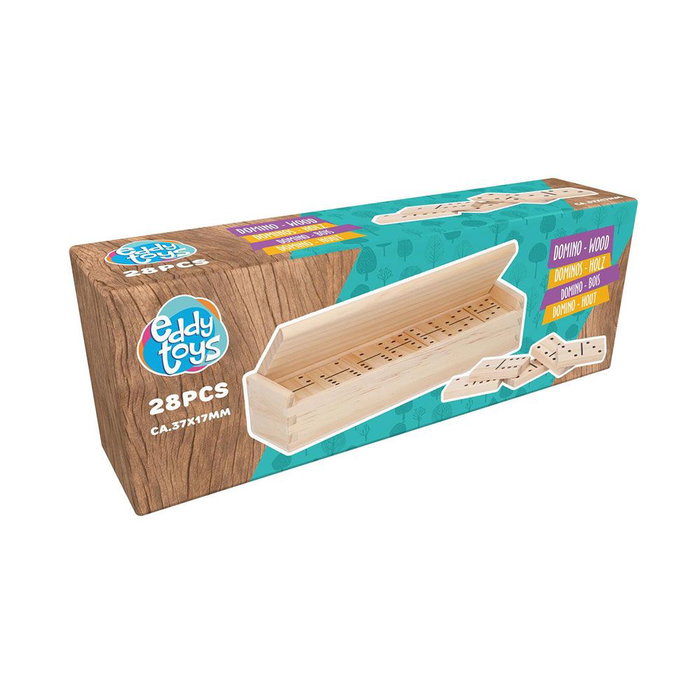 Eddy Toys Jeu de domino en bois avec boîte, 28 pièces
