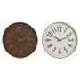 Horloge Murale Home ESPRIT Blanc Marron Doré PVC 45 x 4 x 45 cm (2 Unités)