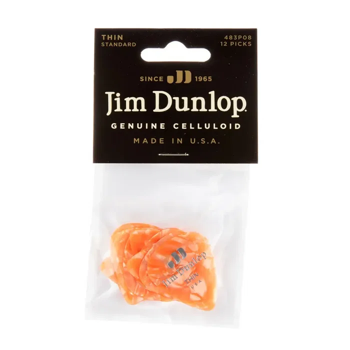 DUNLOP Pack de 72 Médiators Genuine Celluloid Classic Orange Perlé - Thin DUNLOP Pack de 72 Médiators Genuine Celluloid Classic Orange Perlé - Thin