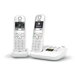 Gigaset Téléphone Fixe Sans Fil AS690 A Duo Blanc, Répondeur 20 min, ID Appelant, Mains Libres, Écran Rétroéclairé
