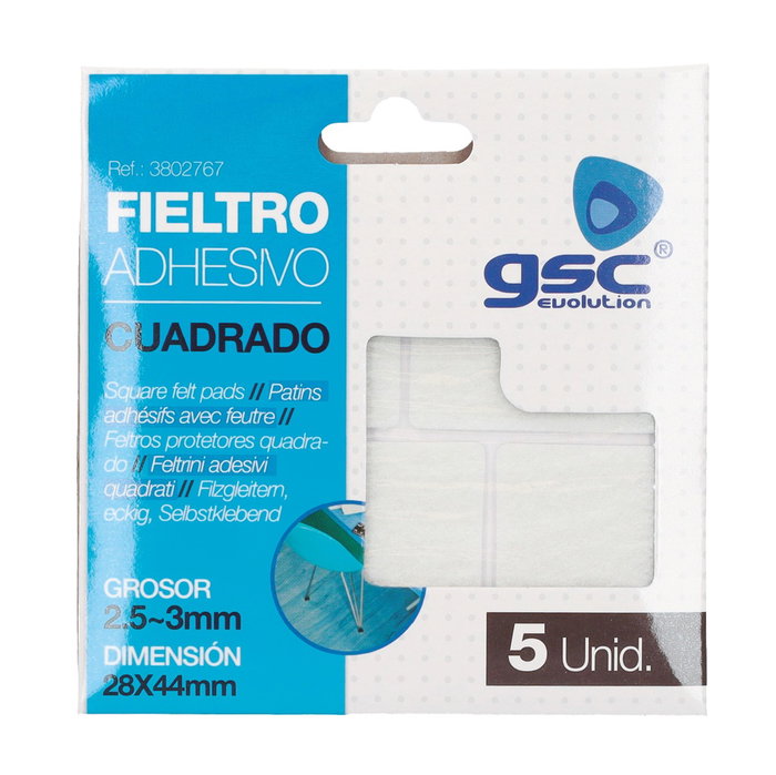 GSC Evolution Set de 5 feutres adhésifs carrés 28x44mm - Blanc