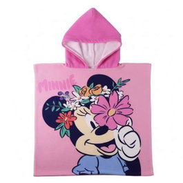 Cerdá Poncho de bain microfibre motif Minnie Mickey Mouse, 55 x 77 cm, pour fille 3 ans et plus, rose