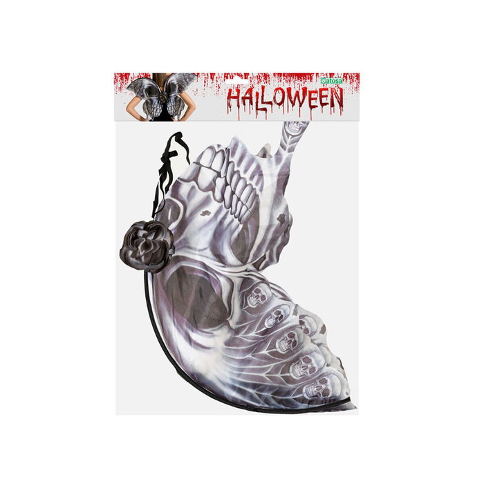 BigBuy Carnival Ailes de Papillon Noires avec Motifs de Crânes Gothiques