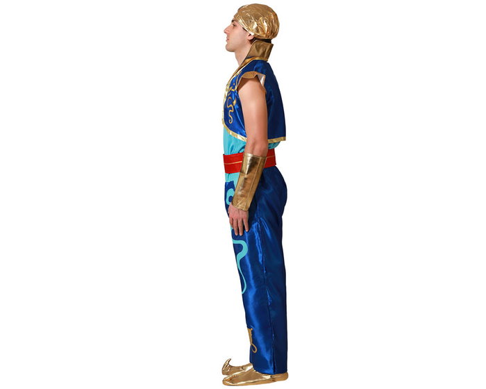 MagiCostume - Disfraz Genio Azul Brillant pour Homme Adulte - Costume 7 Pièces (Turbante, Chaleco, Pantalón) - Taille M-L - Thématique Fantasie