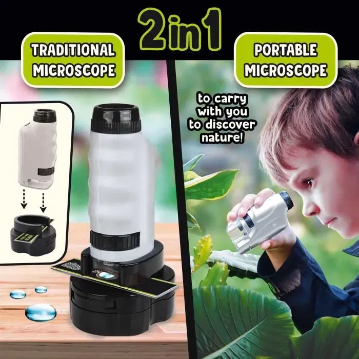 Lisciani Giochi I'M A GENIUS - Microscope portable pour enfants avec éclairage LED, grossissement puissant et lames incluses - Jeu scientifique