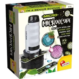 Lisciani Giochi I'M A GENIUS - Microscope portable pour enfants avec éclairage LED, grossissement puissant et lames incluses - Jeu scientifique