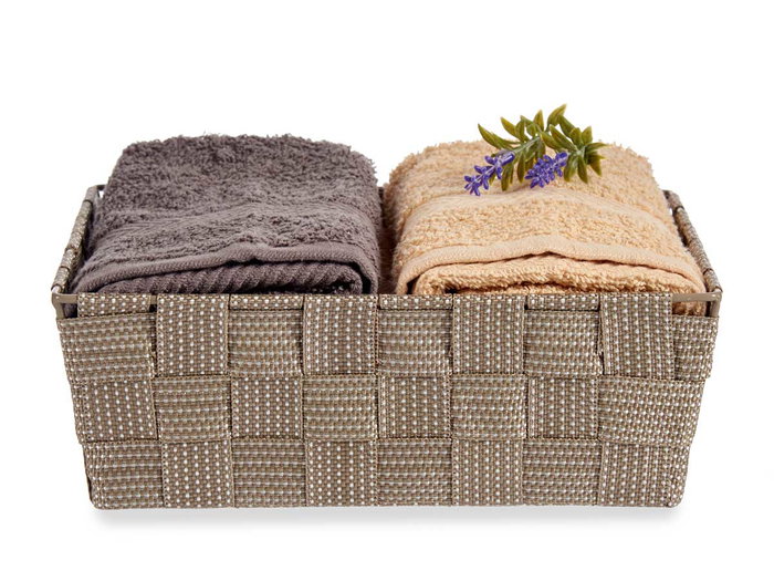 KIPIT Cesta rectangulaire en tissu tressé beige sans anses KIPIT Cesta rectangulaire en tissu tressé beige sans anses