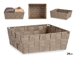 KIPIT Cesta rectangulaire en tissu tressé beige sans anses