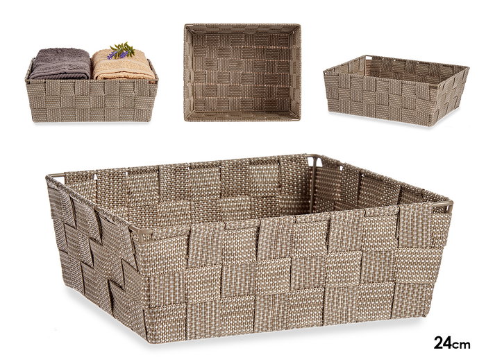 KIPIT Cesta rectangulaire en tissu tressé beige sans anses KIPIT Cesta rectangulaire en tissu tressé beige sans anses