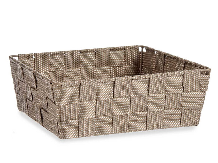KIPIT Cesta rectangulaire en tissu tressé beige sans anses KIPIT Cesta rectangulaire en tissu tressé beige sans anses