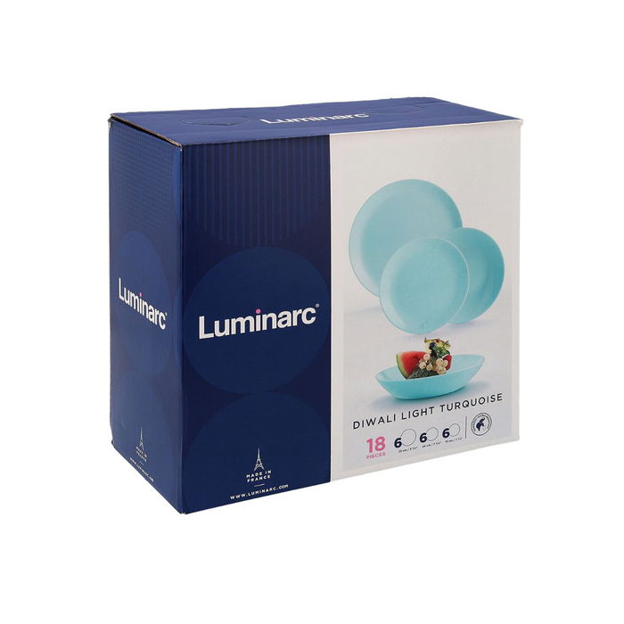 Luminarc Diwali Turquesa Vaisselle 18 Pièces - 6 Personnes en Verre Trempé Luminarc Diwali Turquesa Vaisselle 18 Pièces - 6 Personnes en Verre Trempé
