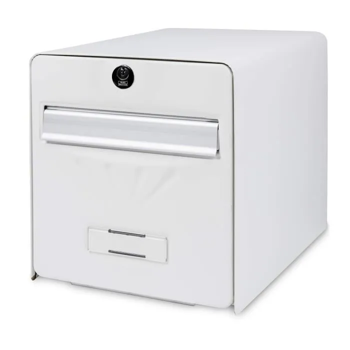 BURG WACHTER Boîte aux lettres Balnéaire en acier galvanisé prélaqué - Porte arrière vitrée avec barillet La Poste - Résiste à la corrosion - Blanc