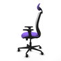 Chaise Zulema Synchro 3 positions tissu Violet Maille Blanc Base en nylon noir Accoudoir 2D Appui-tête Roulettes 65mm nylon