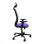 Chaise Zulema Synchro 3 positions tissu Violet Maille Blanc Base en nylon noir Accoudoir 2D Appui-tête Roulettes 65mm nylon