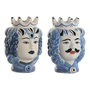 Cache-pot Home ESPRIT Bleu Blanc Porcelaine 15 x 15 x 26 cm