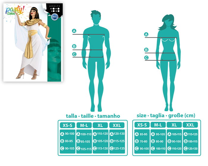 Déguisement femme adulte Cléopâtre reine d'Égypte - Blanc - Taille XL - avec diadème, collier et bracelets