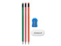 Pincello Lot de 3 crayons fluo avec gomme et taille-crayon en bois, plastique et métal 24,5x8x1,2 cm (Set de 48)