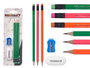 Pincello Lot de 3 crayons fluo avec gomme et taille-crayon en bois, plastique et métal 24,5x8x1,2 cm (Set de 48)